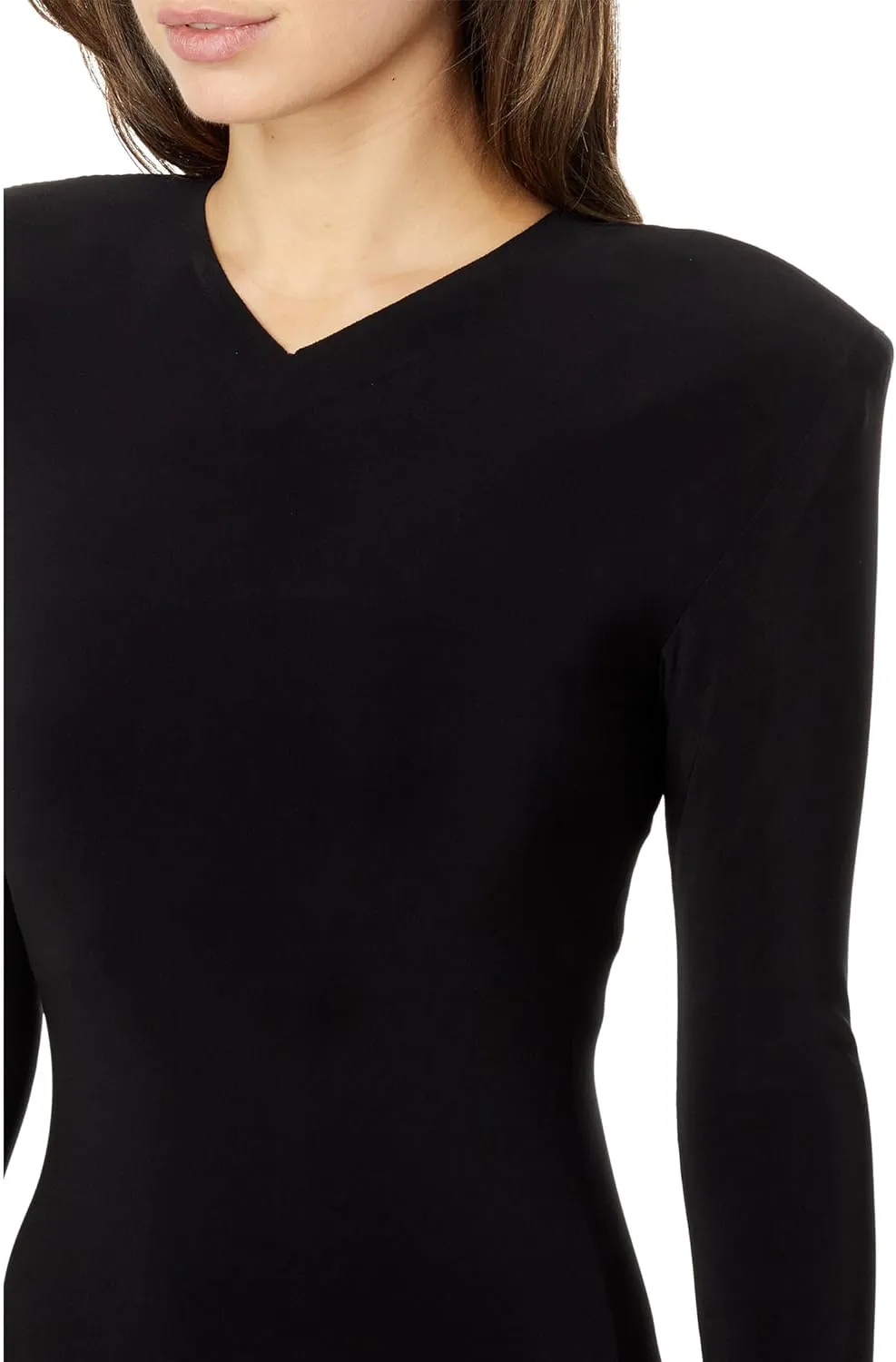Norma Kamali Women's Long Sleeve Shoulder Pad Side Slit Gown