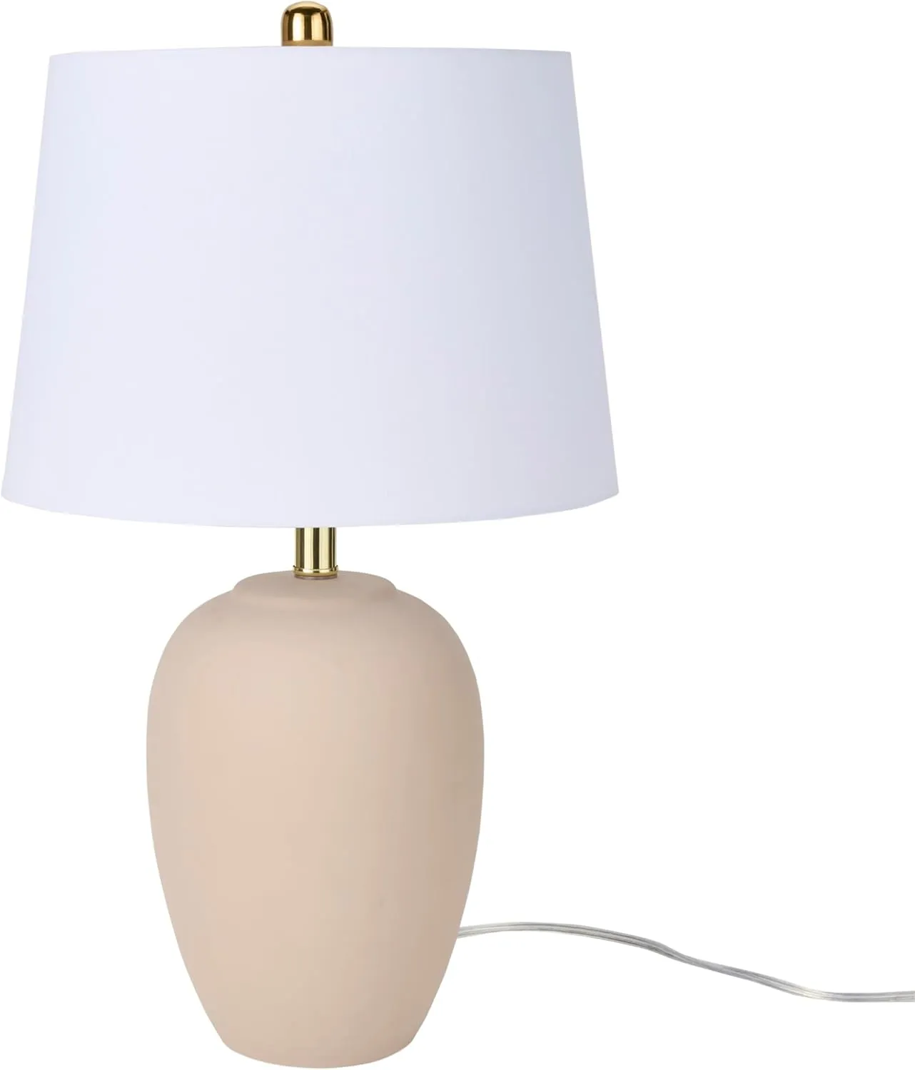Nourison 23" Light Pink Ceramic Jar Table Lamp for Bedroom, Living Room, Dining Office, with White Shade (Pack of 1)