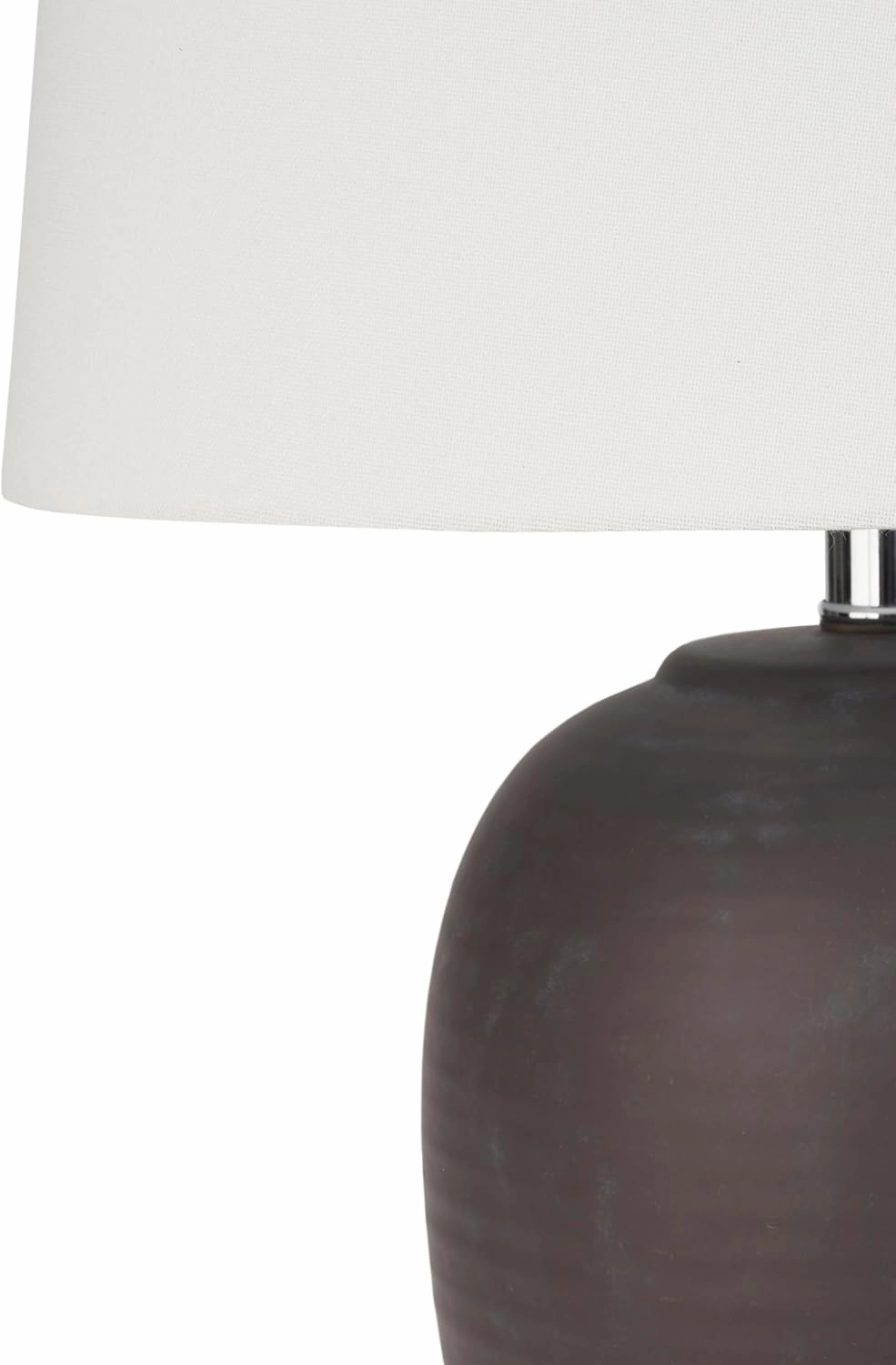 Nourison 23" Eggplant Purple Ceramic Pot Table Lamp for Bedroom, Living Room, Dining Office, with White Tapered Drum Shade