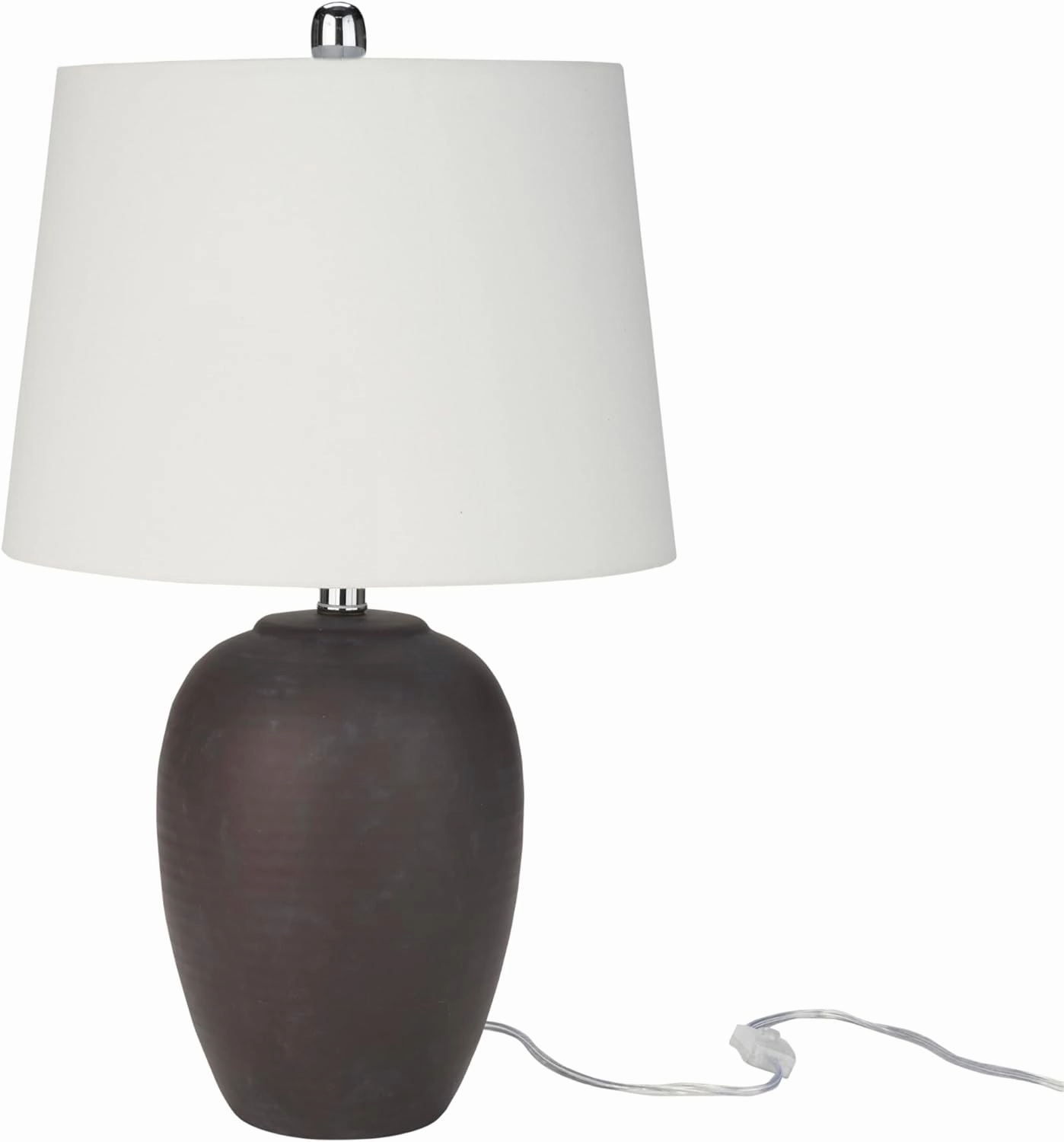 Nourison 23" Eggplant Purple Ceramic Pot Table Lamp for Bedroom, Living Room, Dining Office, with White Tapered Drum Shade