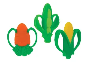 Nuby 2 Handle Silicone Fruit and Veggie Teether - 3  Months (Green, Orange, Yellow)