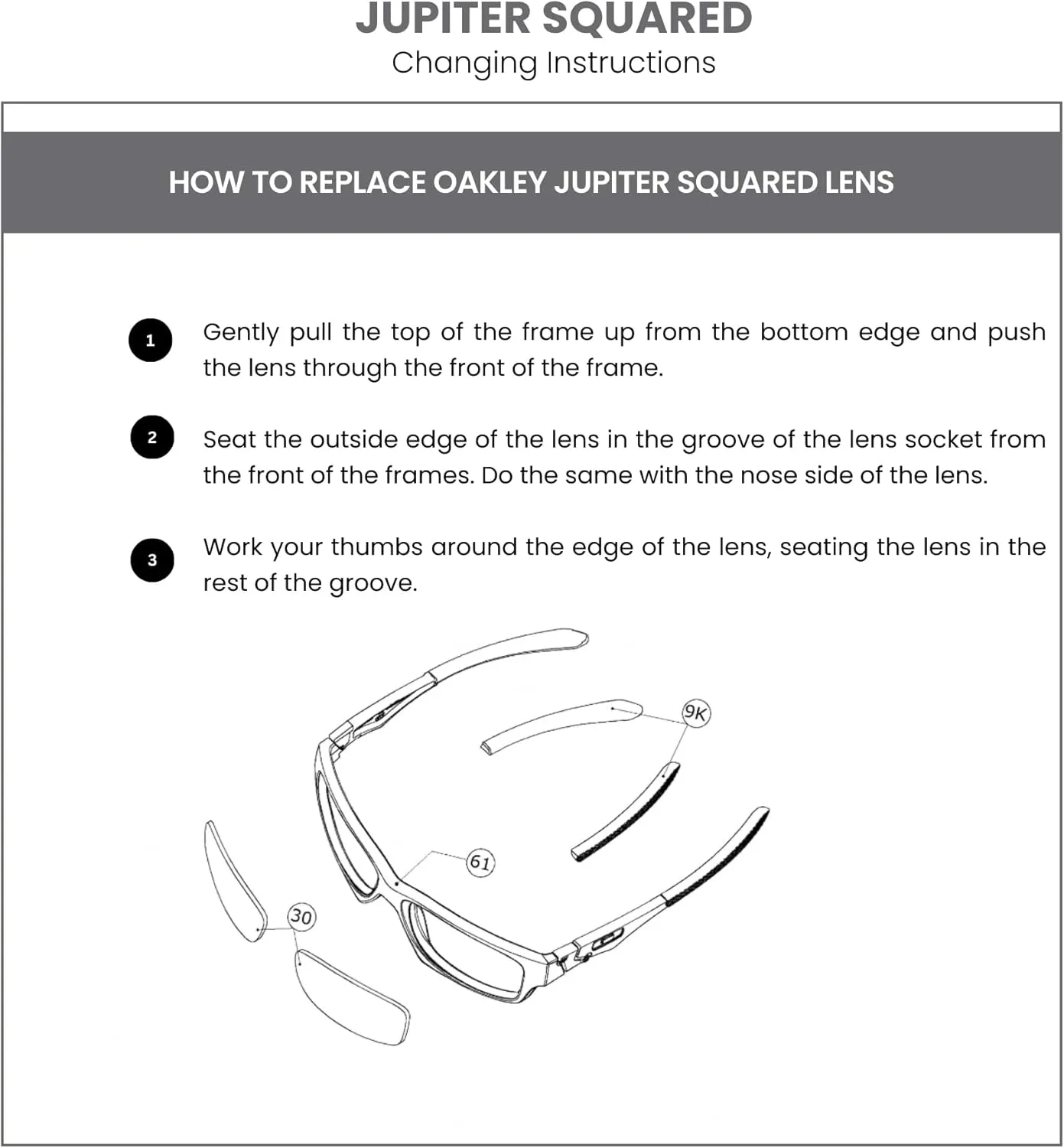 Oakley Original Jupiter Squared Replacement Lenses BUNDLE Bag  BUNDLE with Designer iWear Kit
