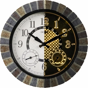 OCEST 18inch Large Indoor Outdoor Clock Illuminated Wall Clock with Thermometer Hygrometer & Night Light Waterproof Battery Operated Silent Non-Ticking Wall Clocks Decor for Patio Pool Porch Bathroom