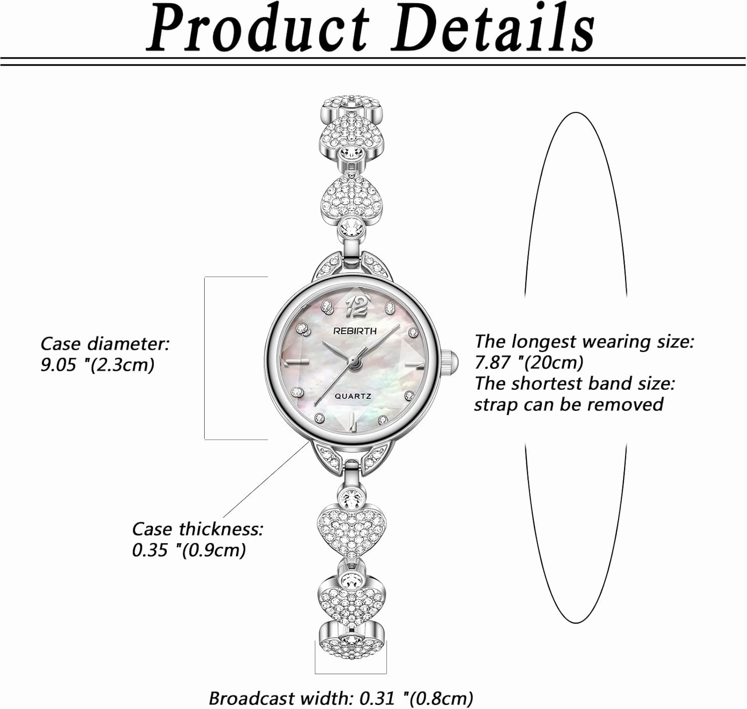 OIDEA Rhinestone Bracelet Watch for Women: Elegant Iced Out Wrist Watch Slim Strap Analog Quartz Wristwatch Waterproof Casual Dress Female Ladies Watches