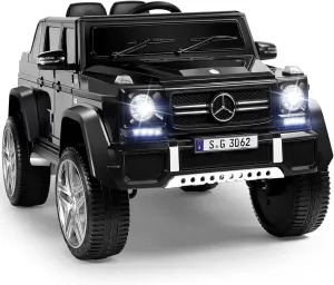 OLAKIDS Kids Ride On Car, Licensed Mercedes-Benz Maybach G650S with Remote Control, 12V Battery Powered Electric Vehicle Driving Toy with 3 Speeds, Wheels Suspension, Horn, Music, USB, TF (Black)