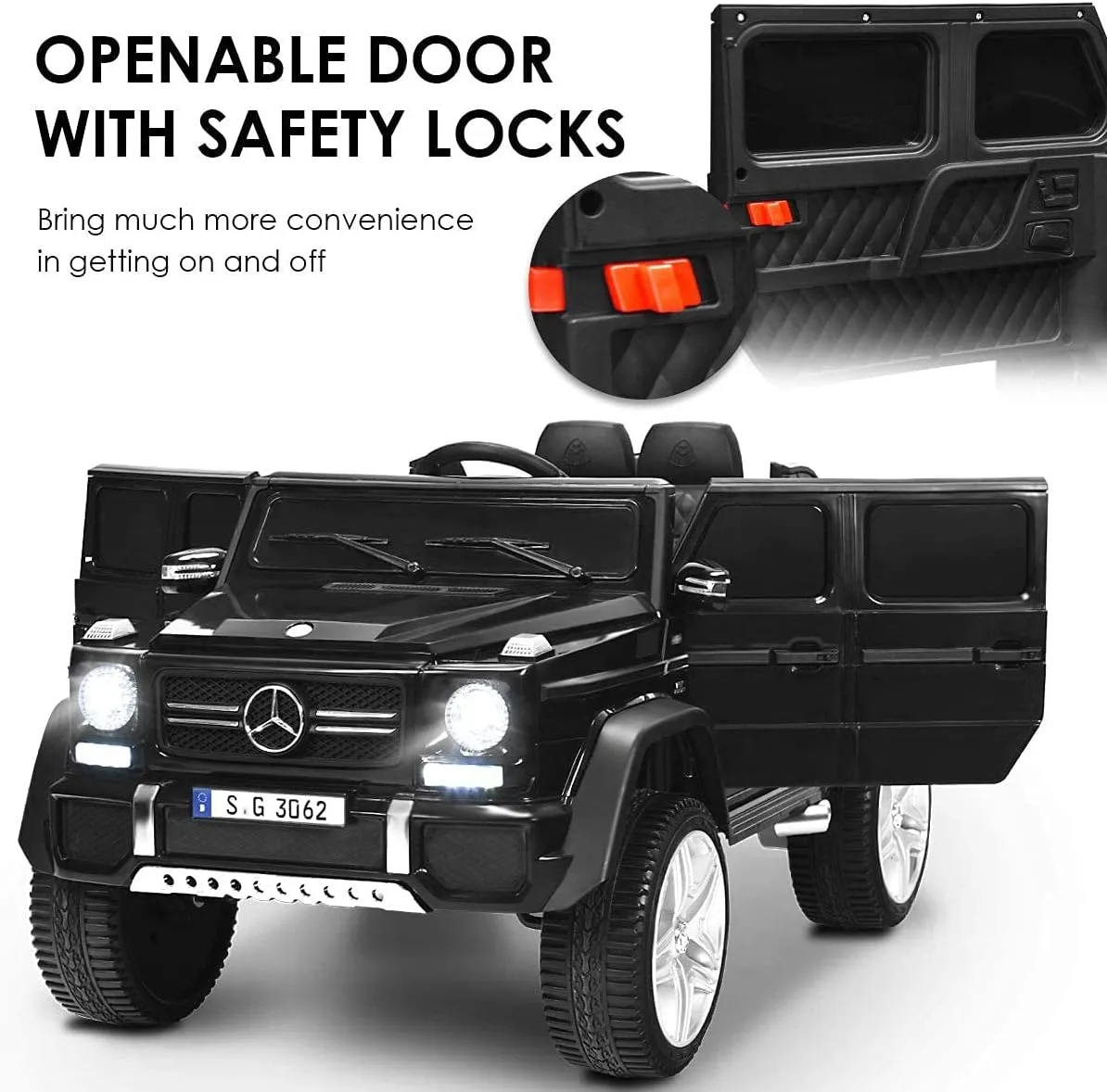 OLAKIDS Kids Ride On Car, Licensed Mercedes-Benz Maybach G650S with Remote Control, 12V Battery Powered Electric Vehicle Driving Toy with 3 Speeds, Wheels Suspension, Horn, Music, USB, TF (Black)