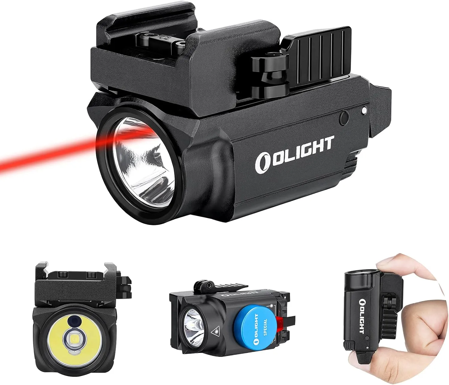 OLIGHT Baldr RL Mini 600 Lumens Compact Rail Mounted Weaponlight with Red Beam and White LED Combo & Walker's Razor Slim Electronic Muff, Black