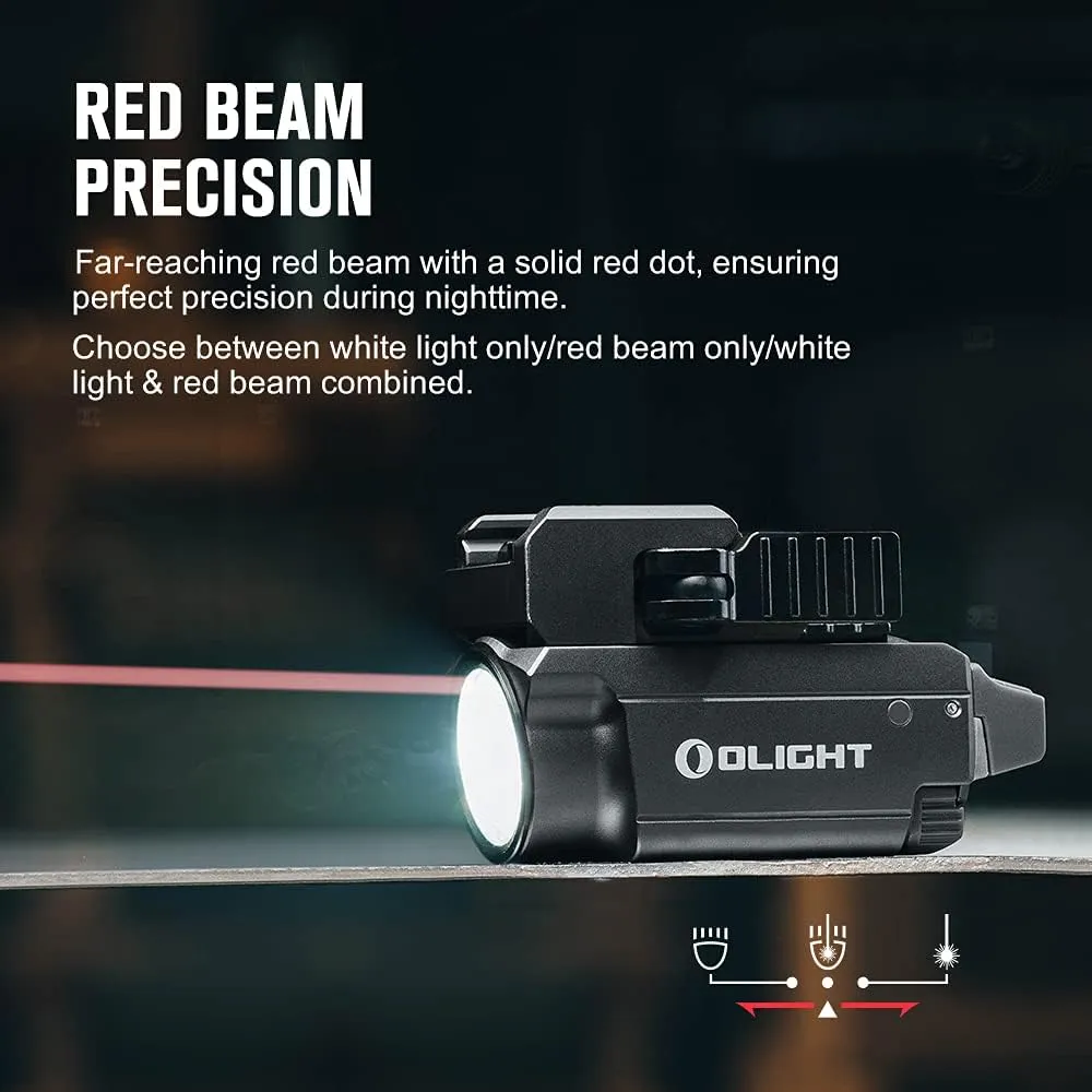 OLIGHT Baldr RL Mini 600 Lumens Compact Rail Mounted Weaponlight with Red Beam and White LED Combo & Walker's Razor Slim Electronic Muff, Black