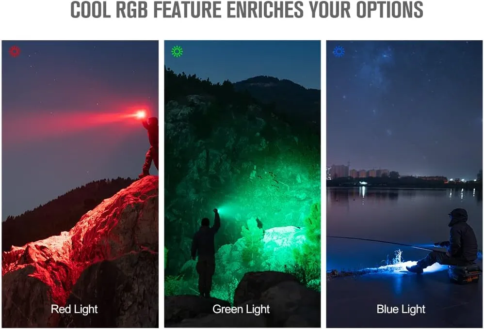 OLIGHT Marauder Mini 7,000 Lumens Bright Flashlight with 600 Meters Beam Distance, Powerful RGB Lights, Magnetic Rechargeable for Outdoors Work, Hunting, and Searching(Midnight Blue)