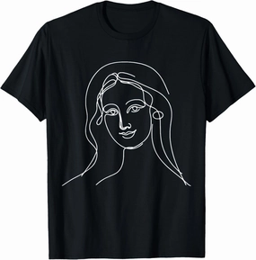 One Line Art Drawing Da Vinci'S Mona Lisa T-Shirt