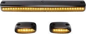 OPP ULITE Silverado Cab Lights Amber 30 Led, Smoke Cover Lens Cab Marker Top Roof Running Light Assembly, 3PCS Fit for 2007-2014 Chevy Silverado Sierra (DK035)