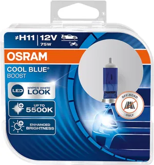 OSRAM H11 12V 75W COOL BLUE BOOST 5000K Halogen Car Bulbs 62211CBB-HCB duobox (2 units)