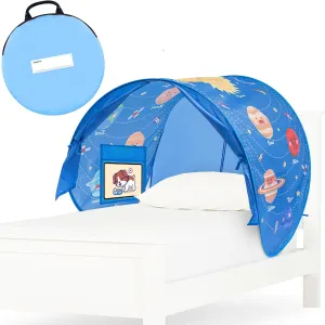 Outer Space Bed Tent for Kids - Magical Dream Tents with Educational Bedroom Decor - Top Bunk Beds Canopy Privacy Pop Up Sleep Pod for Girls and Boys Indoor Fort - Twin Size Mattress