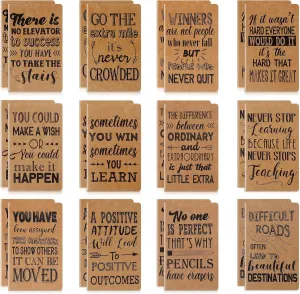 Outus 24 Pcs Mini Inspirational Notepads Motivational Notebook Small Pocket Journal Notepads Inspiring Notebook for School Office Travel Present Supplies, 12 Styles (Simple Style)