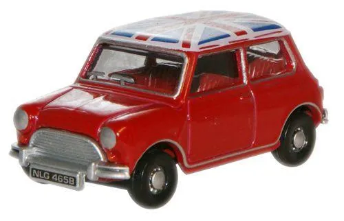 Oxford Diecast Tartan Red/Union Jack Austin Mini - 1:76 Scale