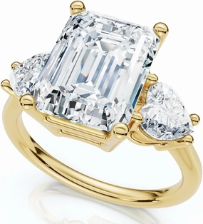 P3 POMPEII3 Certified 2.50-5.50Ct Emerald & Heart Shape Diamond Engagement Ring 14k Gold Lab Created