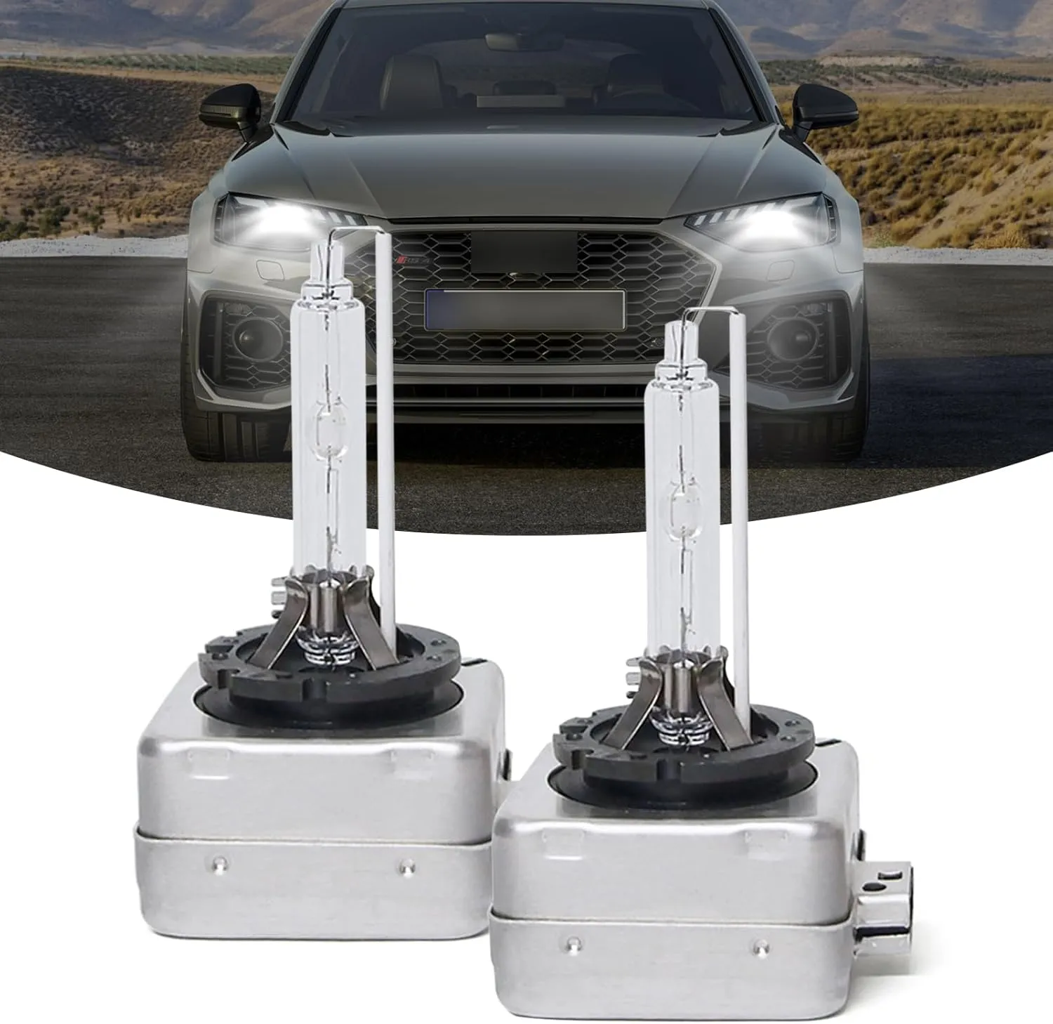 Pack-2 Car Bulb, 6000K D1S Original Replacement Lights Bulbs, 35W Super Bright Bulbs, Universal Car Light Bulbs, Plug and Play High Beam Low Beam Bulb, for Most Cars (White Light)