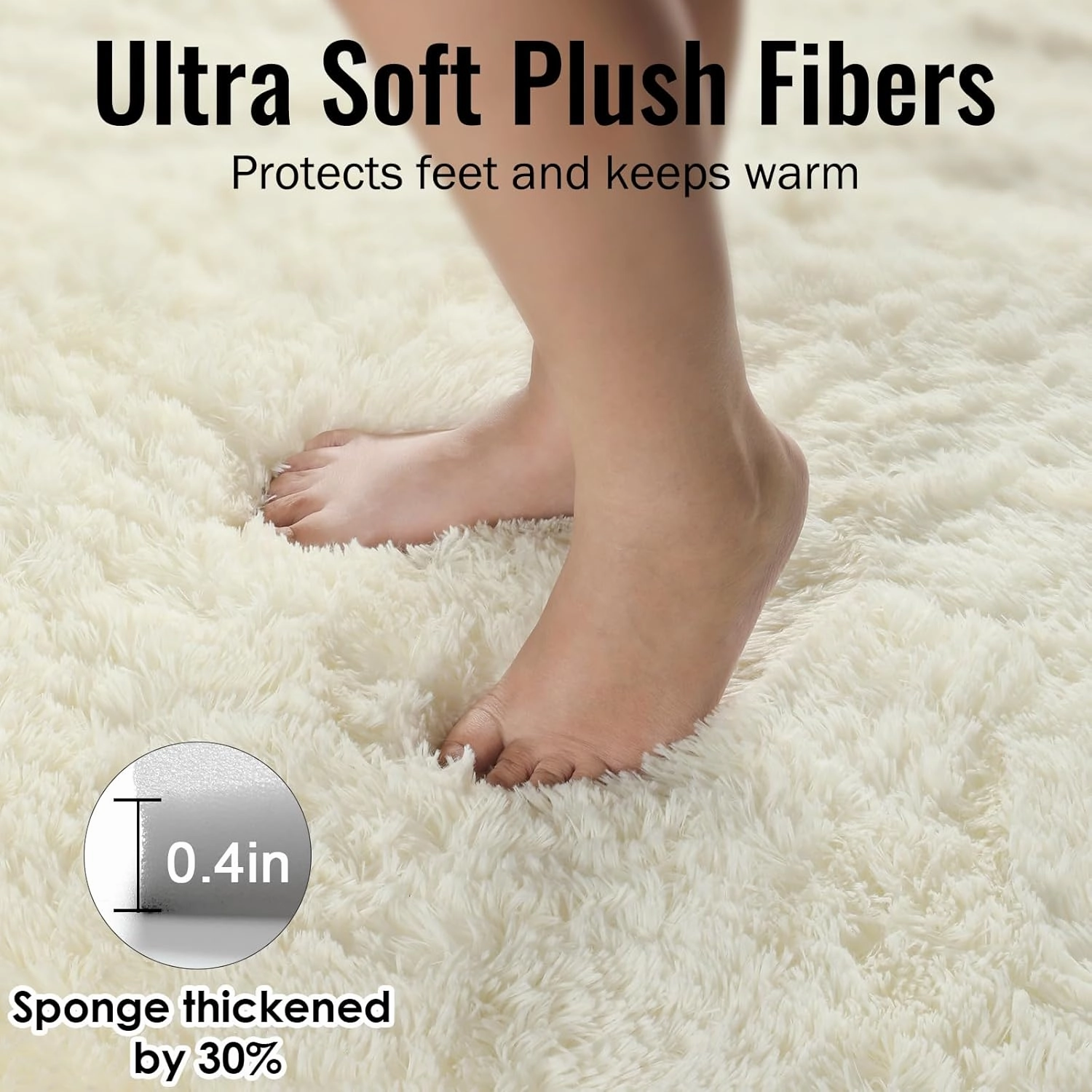 PAGISOFE Cream White Round Rug 4Ft, Circle Rugs, Small Fluffy Shaggy Carpets and Rug for Girls Boys Baby Kids Bedroom Furry Comfy Teepee Mats Circular Rugs for Reading Area Nursery Room