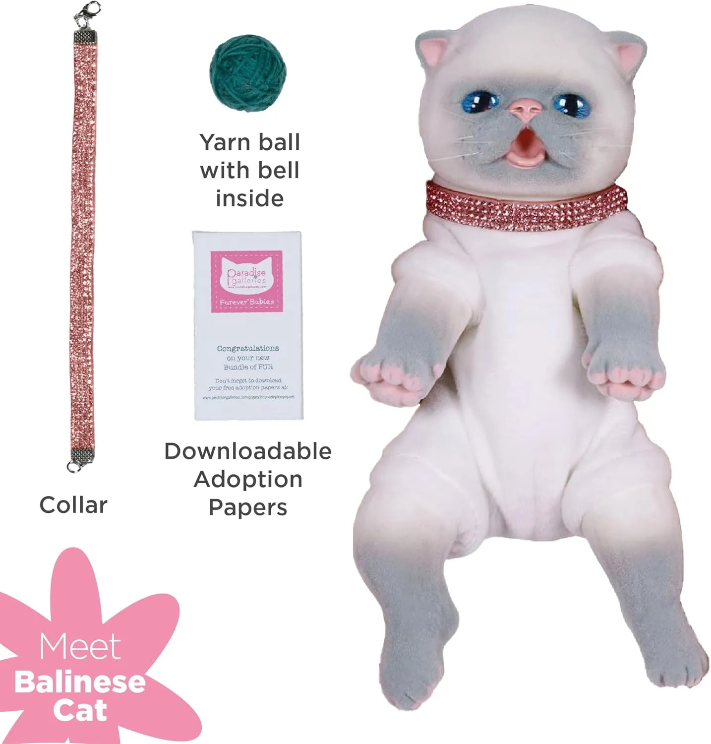 Paradise Galleries 9 Inch Realistic Soft Plush Balinese Kitten with Weighted Body and Super Soft Fur – Furever Babies Balinese Kitten