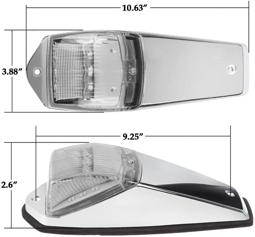 Partsam 5pcs Clear Lens 31LED Amber Cab Marker Top Roof Running Lights w/Chrome Base Compatible with Peterbilt/Kenworth/Freightliner//Western Star/Mack/International/Paccar Trailer Trucks