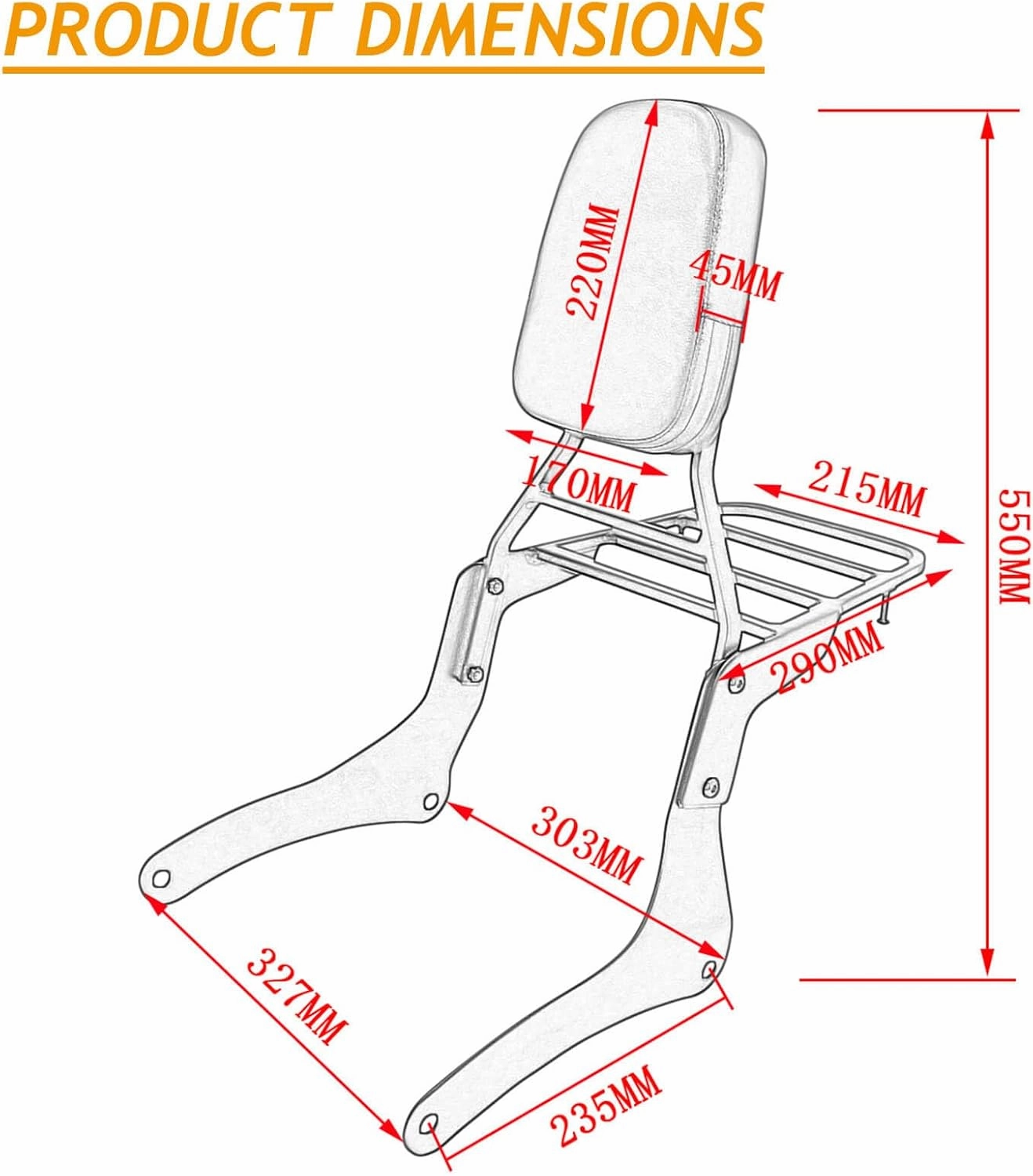 Passenger Sissy Bar with Luggage Rack Backrest for Kawasaki Vulcan 900 VN900 Classic Custom 1996-2023, Black