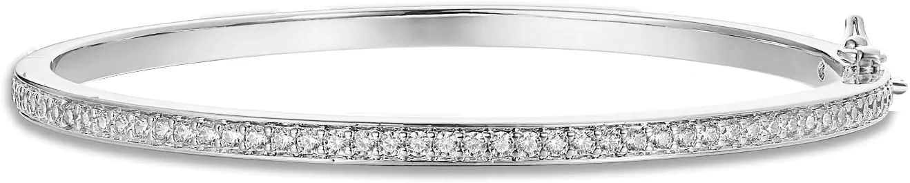PAVOI 14K Gold Plated Cubic Zirconia Bangle Tennis Bracelets for Women | Classic Love Cuff Bangle Bracelets