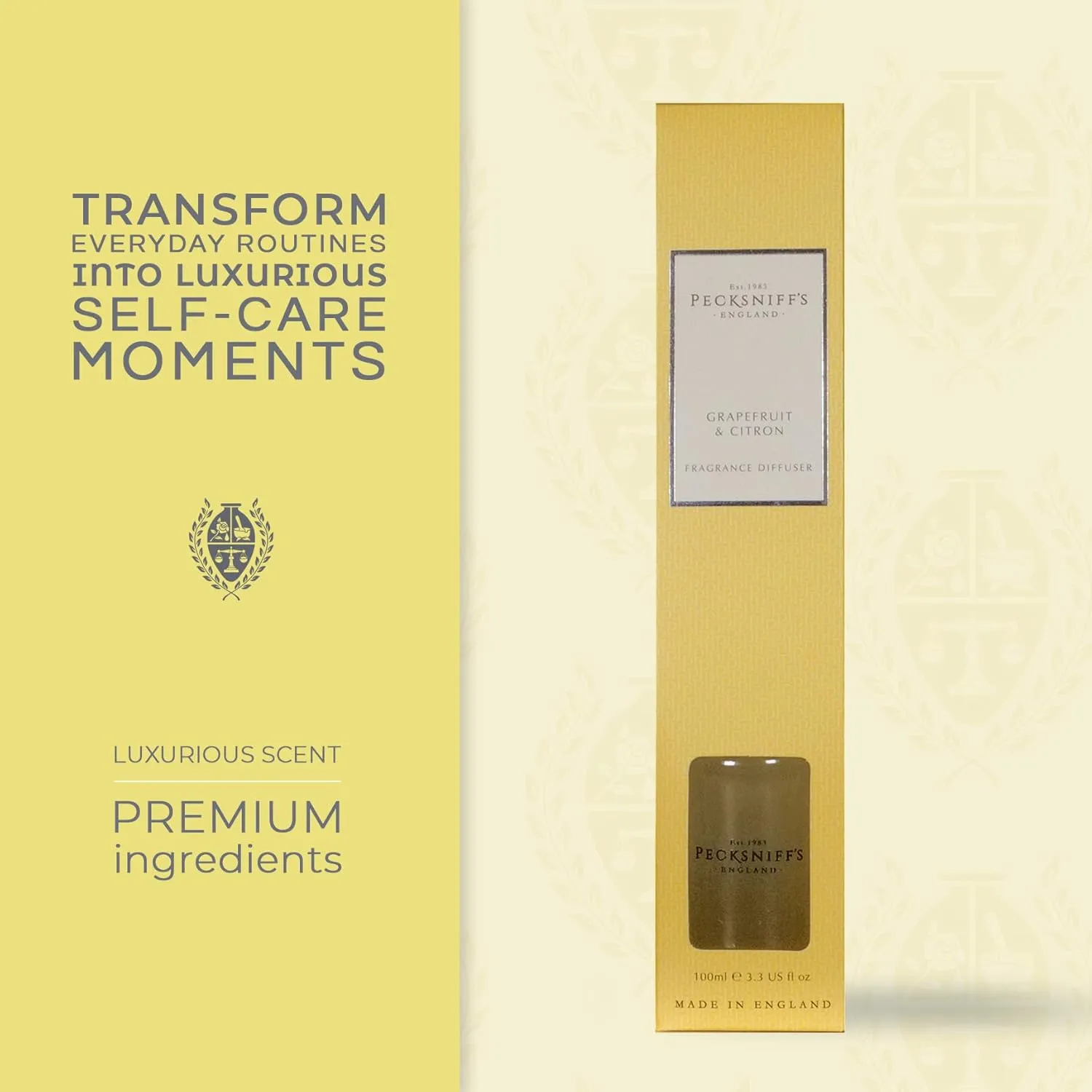 Pecksniff's Classic Reed Diffuser Set | Grapefruit & Citron Scent, Fresh and Zesty Fragrance Reed Diffusers for Home Office Decor | 200ml/ 6.7 fl oz