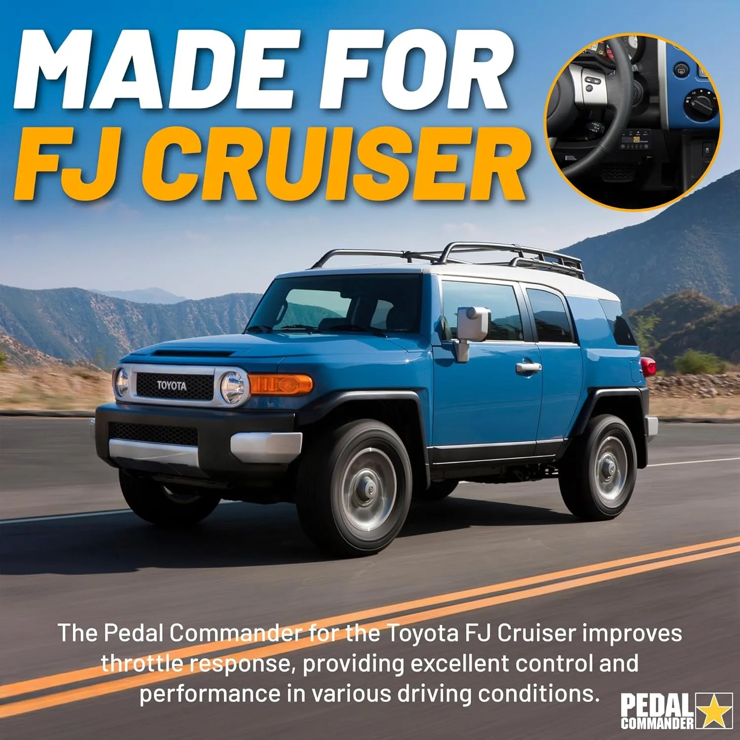 PEDAL COMMANDER for Toyota FJ Cruiser 2006-2018 Throttle Controller - 36 Drive 4-Mode, Plug And Play, Bluetooth, Anti-Theft Enabled, On-Road & Off-Road Performance Upgrades, FJ Cruiser Accessories