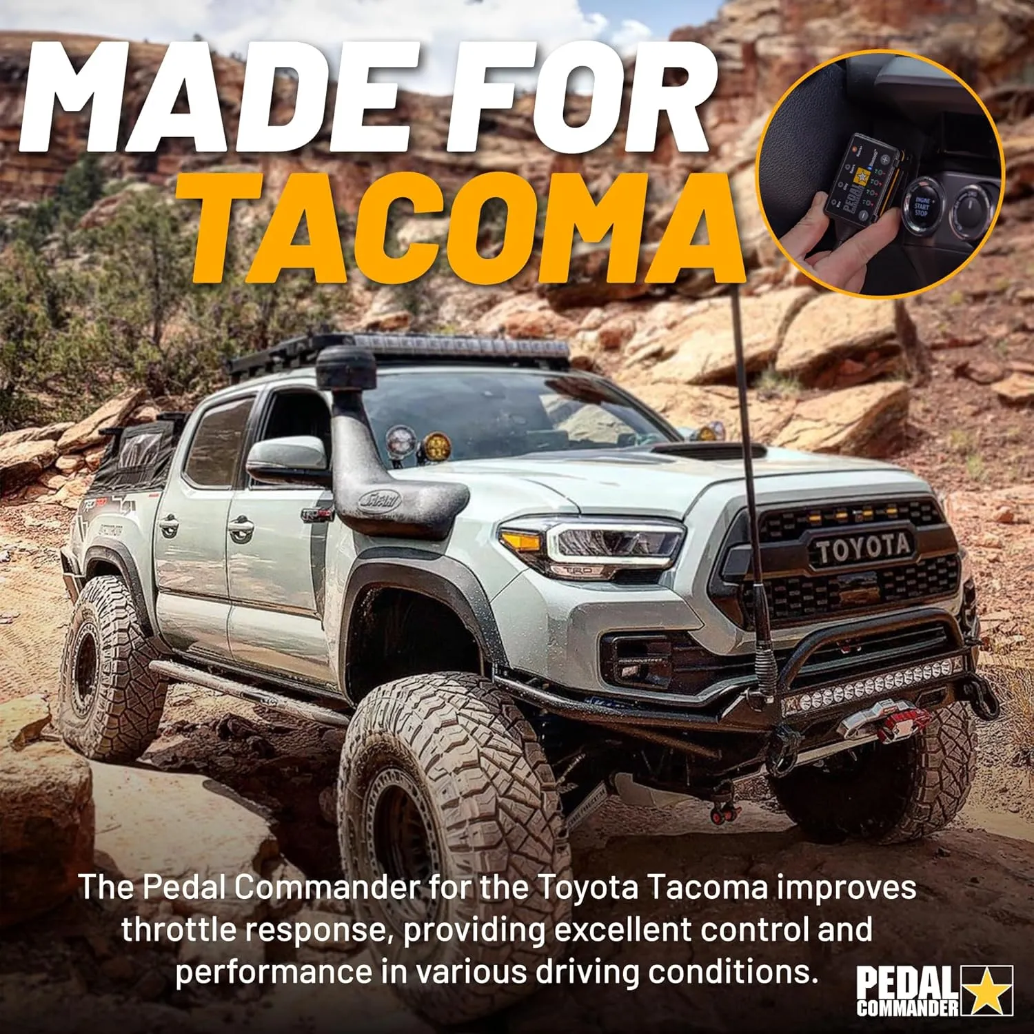 PEDAL COMMANDER for Toyota Tacoma 2005–2023 – Throttle Response Controller to Help Reduce Accelerator Lag – 4 Driving Modes   App Control – Off-Road Performance Mods, Upgrades & Tacoma Accessories