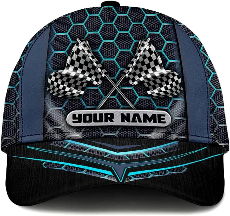 Personalized Car Racing Flag Baseball Cap, Racing Hat, Sports Racing Hats Racing Lover Caps Adjustable Hats for Men Women