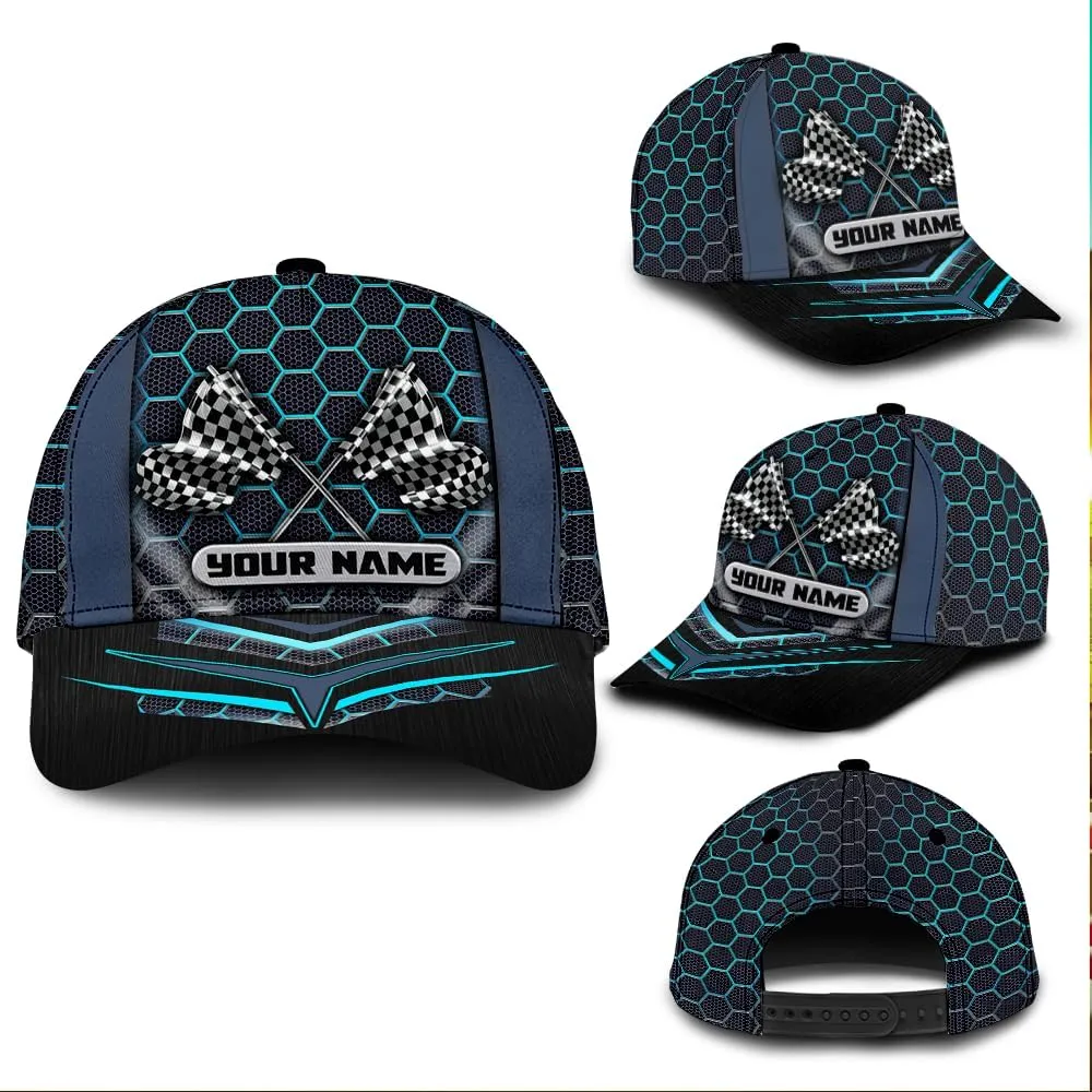 Personalized Car Racing Flag Baseball Cap, Racing Hat, Sports Racing Hats Racing Lover Caps Adjustable Hats for Men Women