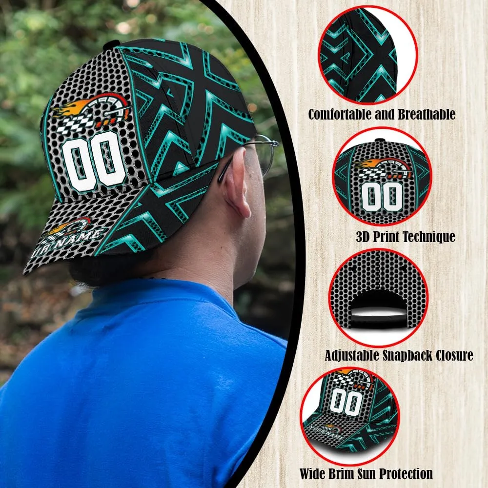Personalized Car Racing Flag Baseball Cap, Racing Hat, Sports Racing Hats Racing Lover Caps Adjustable Hats for Men Women