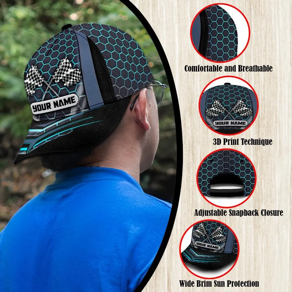Personalized Car Racing Flag Baseball Cap, Racing Hat, Sports Racing Hats Racing Lover Caps Adjustable Hats for Men Women