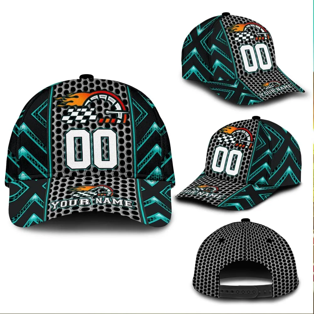 Personalized Car Racing Flag Baseball Cap, Racing Hat, Sports Racing Hats Racing Lover Caps Adjustable Hats for Men Women