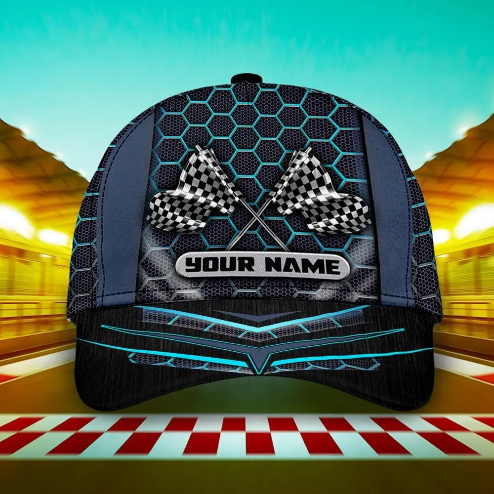 Personalized Car Racing Flag Baseball Cap, Racing Hat, Sports Racing Hats Racing Lover Caps Adjustable Hats for Men Women
