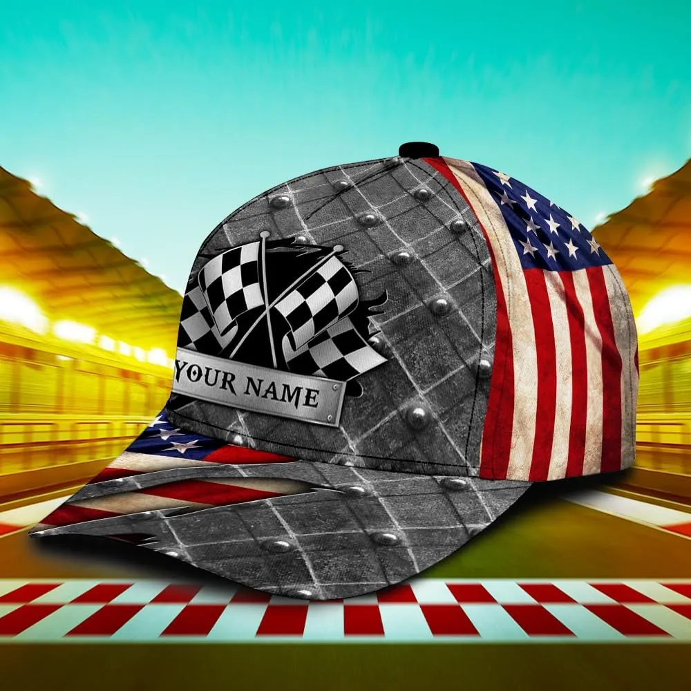 Personalized Car Racing Flag Baseball Cap, Racing Hat, Sports Racing Hats Racing Lover Caps Adjustable Hats for Men Women
