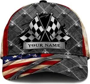 Personalized Car Racing Flag Baseball Cap, Racing Hat, Sports Racing Hats Racing Lover Caps Adjustable Hats for Men Women