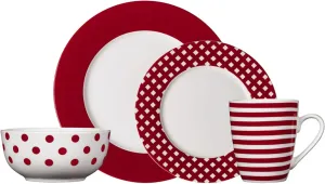 Pfaltzgraff Kenna Red 16-Piece Porcelain Dinnerware Set, Service for 4