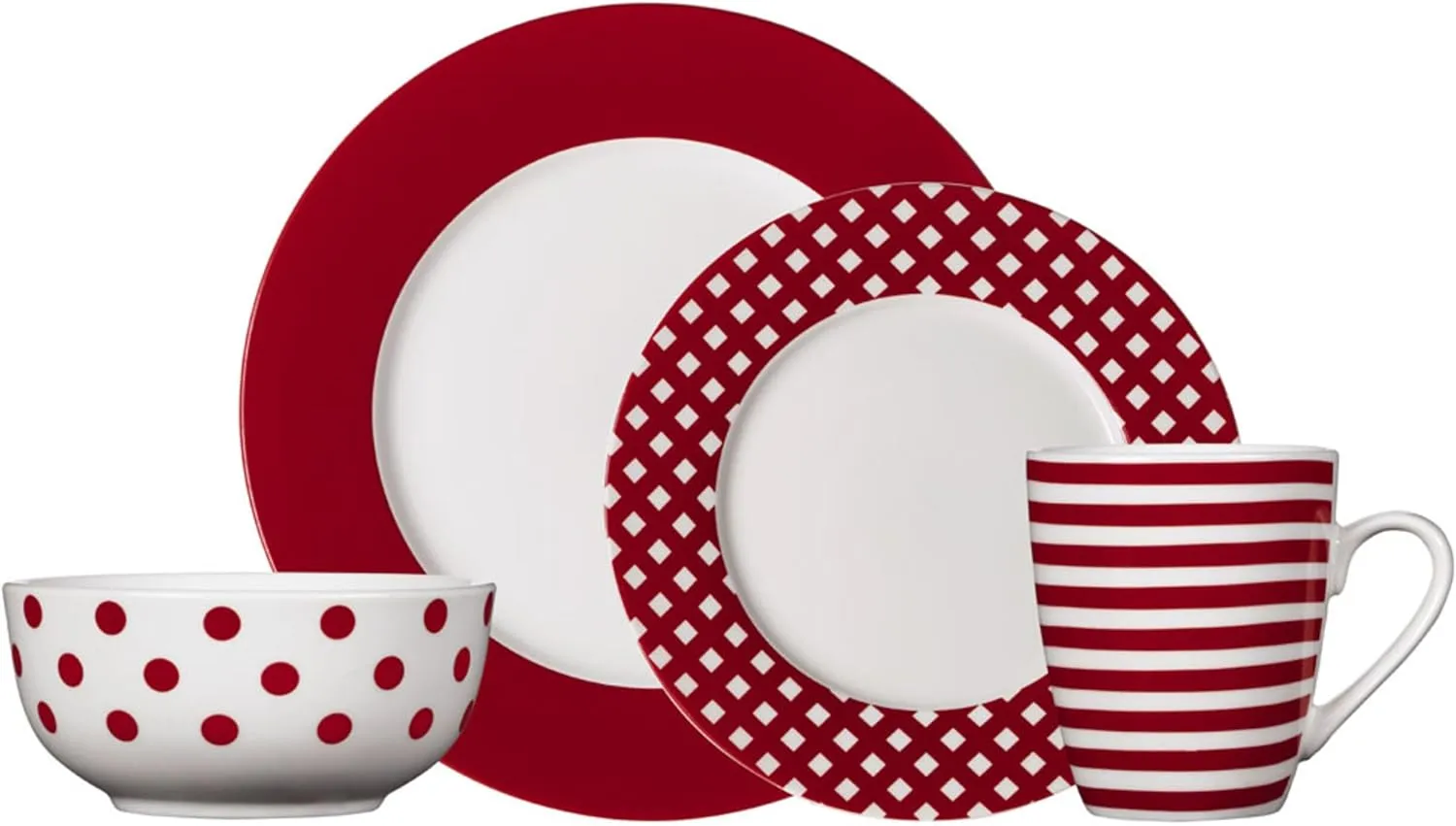 Pfaltzgraff Kenna Red 16-Piece Porcelain Dinnerware Set, Service for 4
