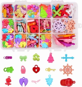 PH PandaHall 220pcs 15 Styles Candy Color Chunky Acrylic Charms Pendants Beads for DIY Jewelry Necklaces Bracelets Embellishments DIY Craft