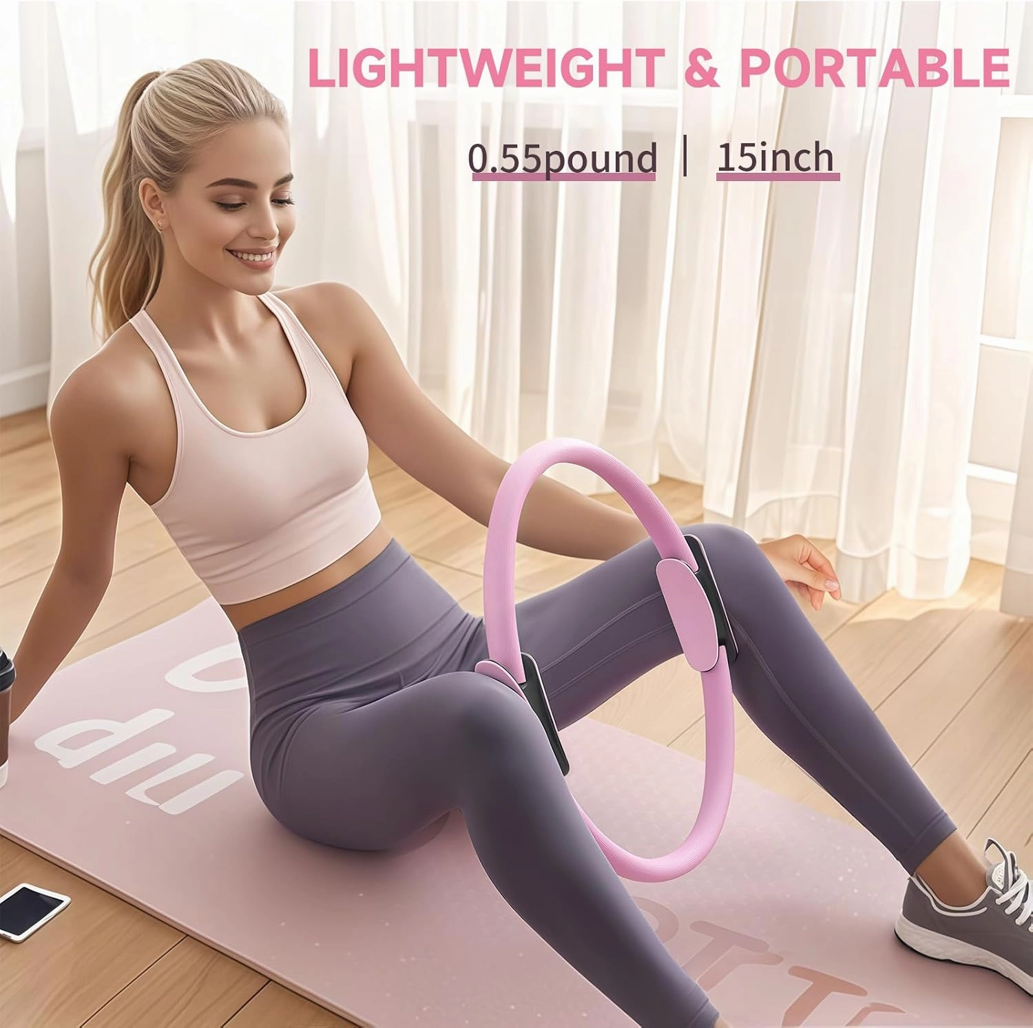 Pilates Essential Kit - Portable Fitness Equipment - with Toning Pilates Ring & Long Resistance Bands & Pilates Loop Bands & Soft Pilates Ball & Pilates Grip Socks