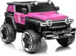 PioneerWorks Ride on Truck Car for Kids Ages 3-6, 12V Electric Toy Car with 7AH Battery, Powerful Motors, 2.4G Remote Control, Metal Suspension, Rose Red