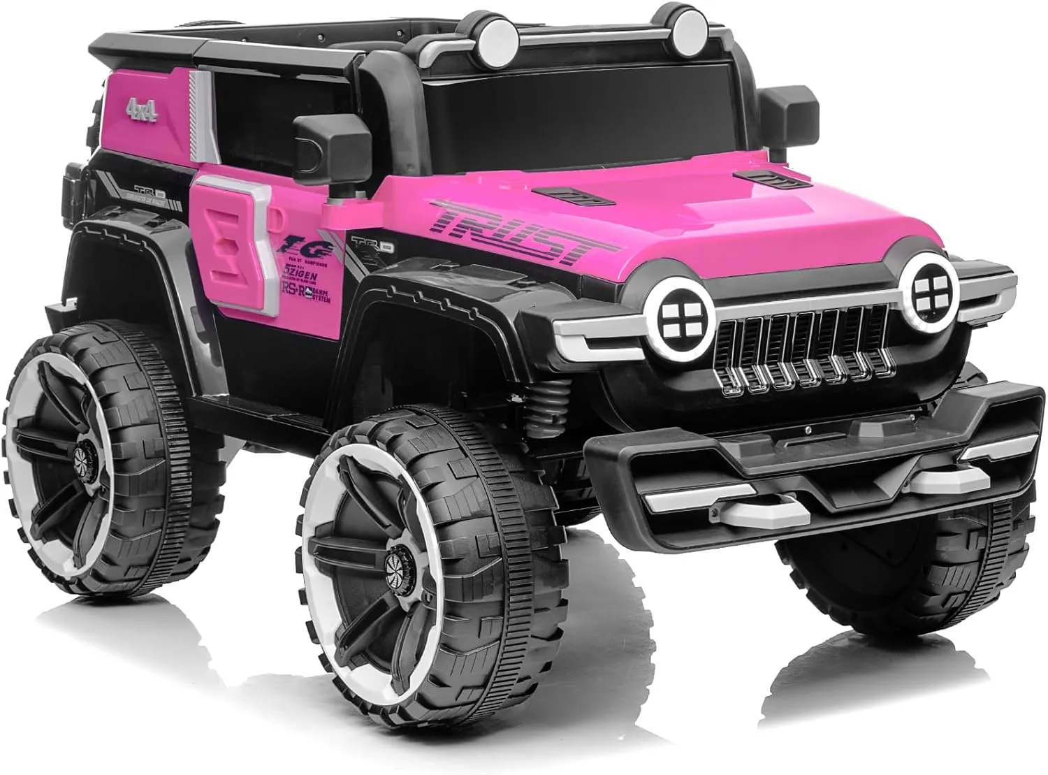 PioneerWorks Ride on Truck Car for Kids Ages 3-6, 12V Electric Toy Car with 7AH Battery, Powerful Motors, 2.4G Remote Control, Metal Suspension, Rose Red