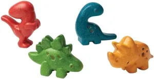 PlanToys 4 Dinosaur Dino Animal Playset (6126) | Sustainably Made from Rubberwood and Non-Toxic Paints and Dyes | Eco-Friendly PlanWood