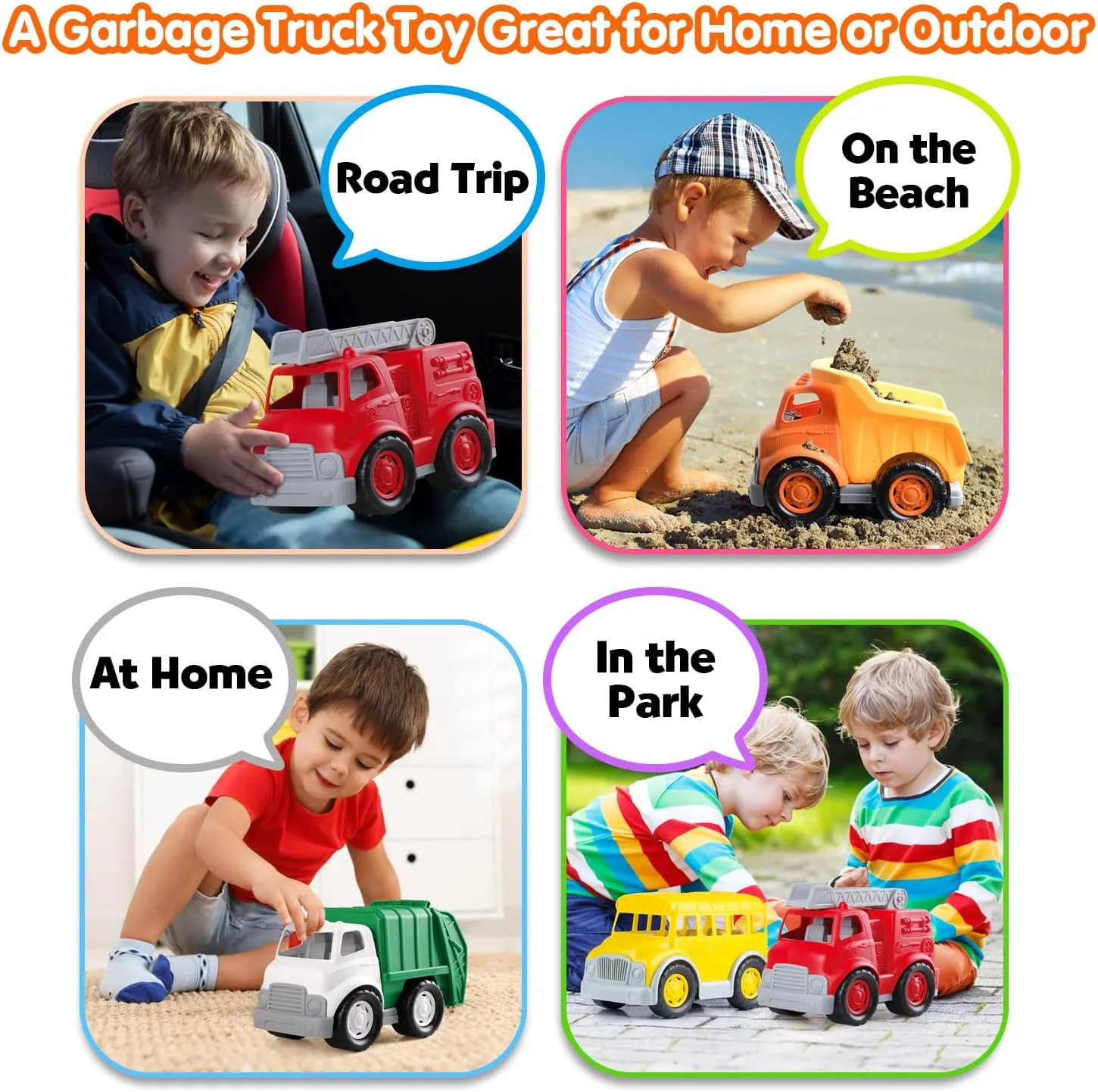 PLAY Eco-Friendly Garbage Truck, [USDA Certified] No BPA/Phthalate/PVC, Recycled Bioplastic Trash Truck Toys for Boys 1-4, Fine Motor Skills Car Toys Vehicle Gift for Kids