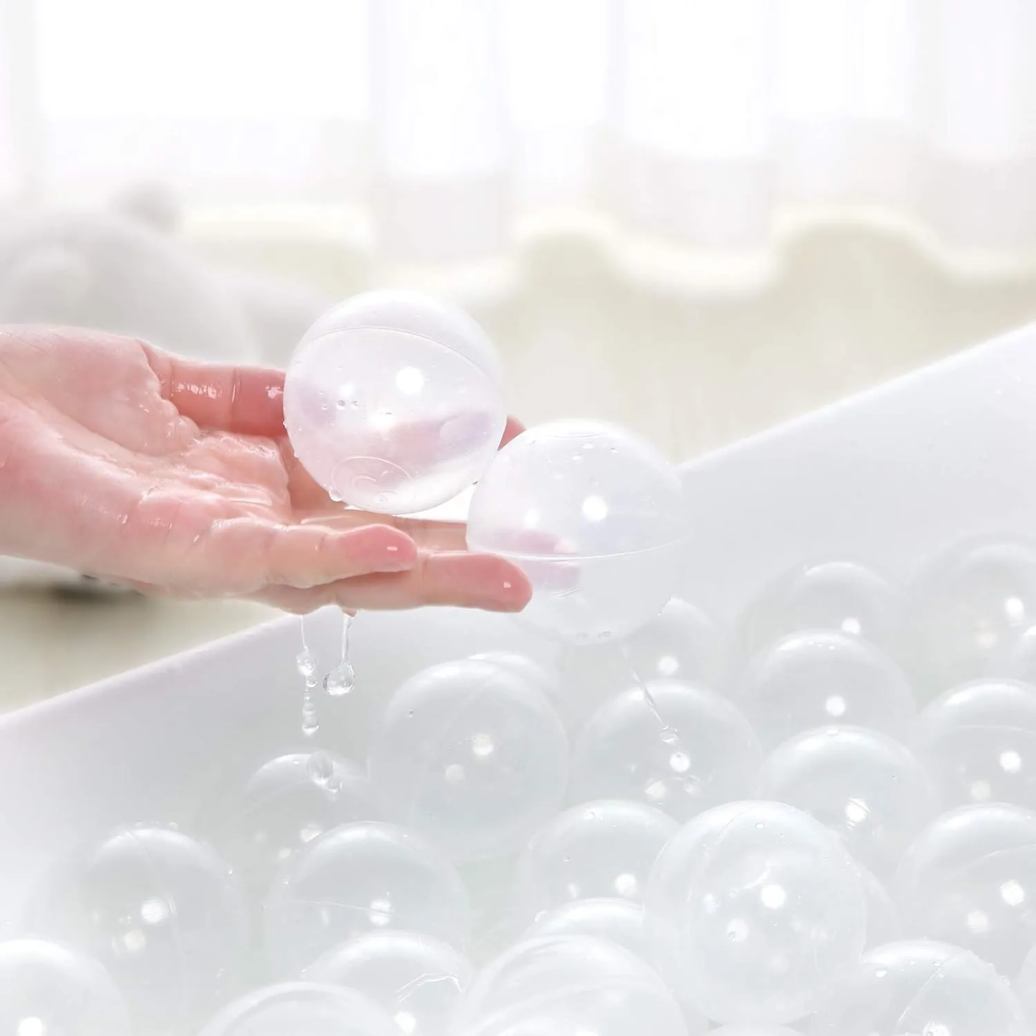 PlayMaty Play Ball Pit Balls - 2.36inches Phthalate&BPA Free Plastic Ocean Transparent Balls for Kids Toddlers and Babys for Playhouse Play Tent Playpen Pool Party Decoration Pack of 70