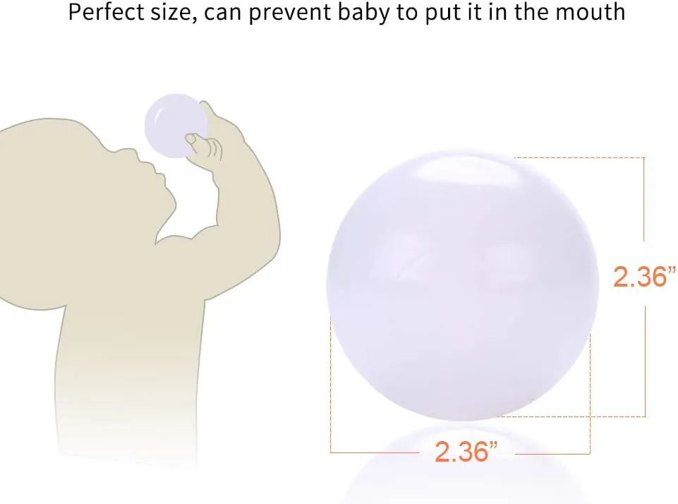 PlayMaty Play Ball Pit Balls - 2.36inches Phthalate&BPA Free Plastic Ocean Transparent Balls for Kids Toddlers and Babys for Playhouse Play Tent Playpen Pool Party Decoration Pack of 70