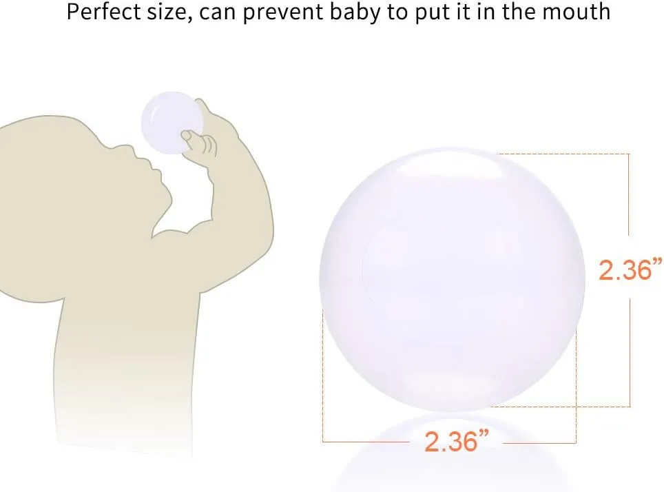 PlayMaty Play Ball Pit Balls - 2.36inches Phthalate&BPA Free Plastic Ocean Transparent Balls for Kids Toddlers and Babys for Playhouse Play Tent Playpen Pool Party Decoration Pack of 70