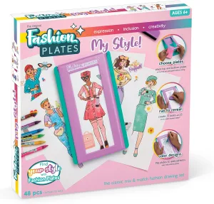PlayMonster Fashion Plates — My Style — Drawing Kit with Mix-and-Match Design Plates — Make 100s of Modern Fashion Designs — Art Activity — for Kids Ages 6 and Up