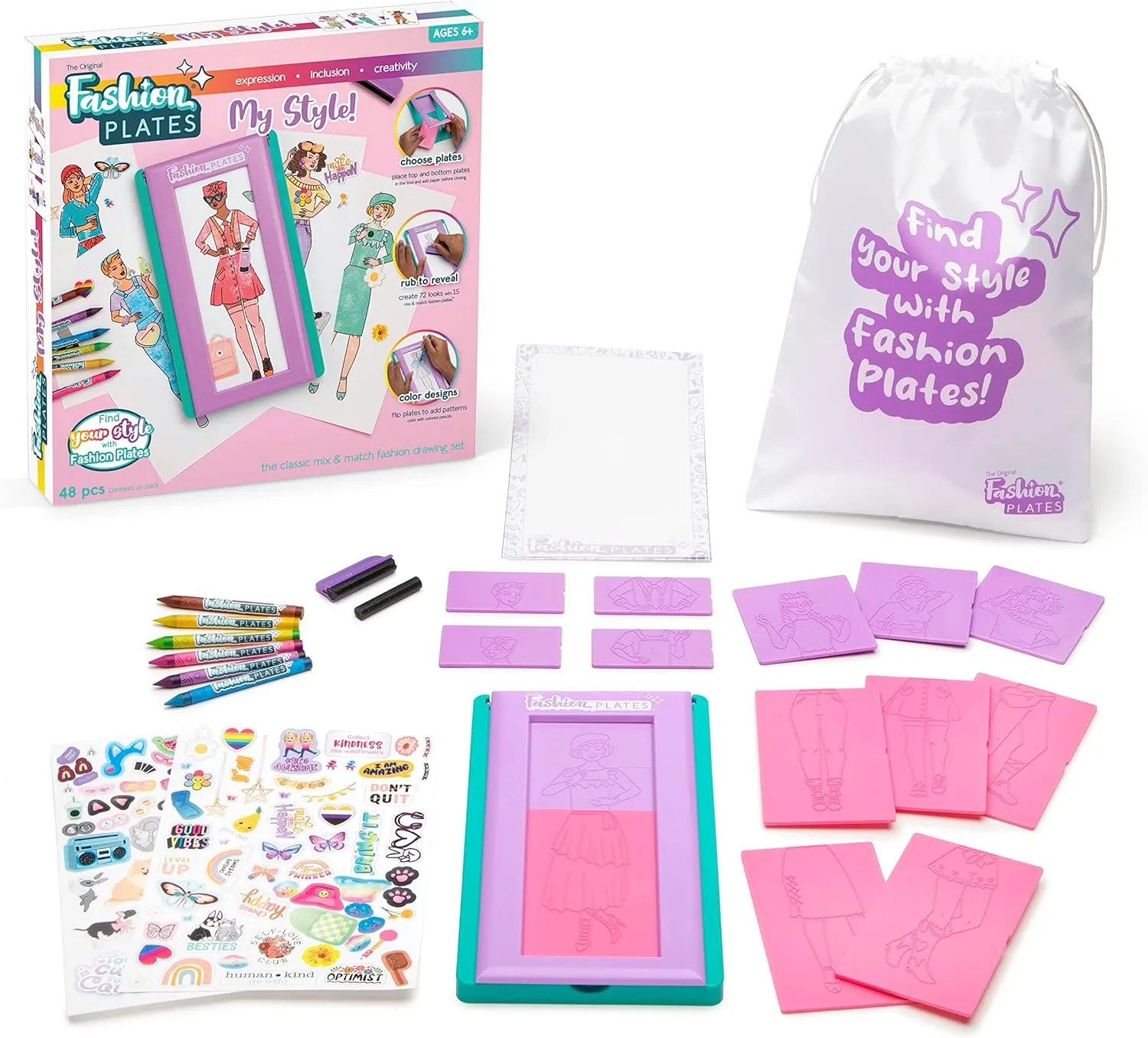 PlayMonster Fashion Plates — My Style — Drawing Kit with Mix-and-Match Design Plates — Make 100s of Modern Fashion Designs — Art Activity — for Kids Ages 6 and Up